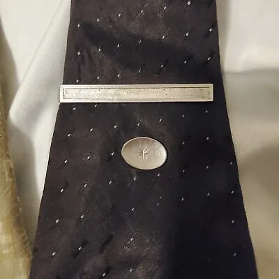 $14.90 • Buy Vintage Tie Bar & Tie Pin Tack Silver W/ Chain Art Deco