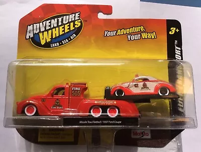 Maisto Adventure Wheels Elite Transport Missile Tow Flatbed 1937 Ford Coupe Fire • $29.99
