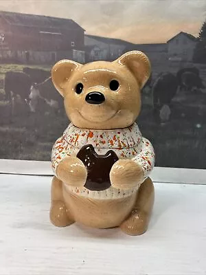 Vintage Metlox Pottery USA Teddy Bear Orange/Green Sweater  Cookie Jar • $29.89