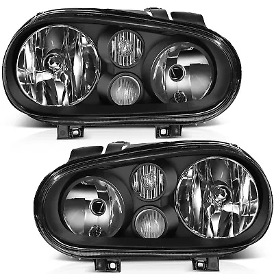 $76.82 • Buy For 99-06 VOLKSWAGEN VW GOLF CABRIO Reflector Headlights Black Housing Headlamps
