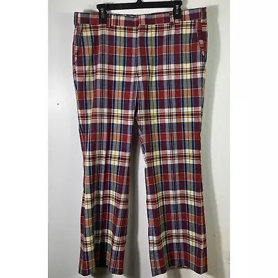 Mens Vintage 70s Levis Panatela Flare Sportswear Pants Plaid Red Blue Yellow Whi • $179.15