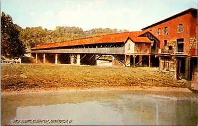 Postcard Zanesville Ohio First Covered Bridge Over Muskingum River Vintage UNP • $5.50