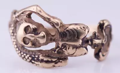 Antique Victorian 14k Gold Ring Memento Mori Skeleton And Snake C1872 Boxed • $2200