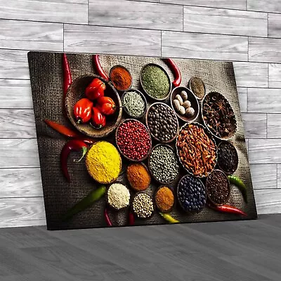 Colourful Spices Chili Pepper Original Canvas Print Large Picture Wall Art • £59.95