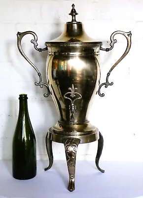 Antique Brass Samovar Large Decorative Kettle Victorian Era Tripod Stand • £92