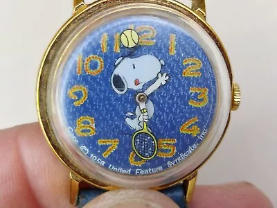 VTG 1958 United Feature Syndicate Mechanical Wind-Up Snoopy Tennis Wristwatch • $9.95