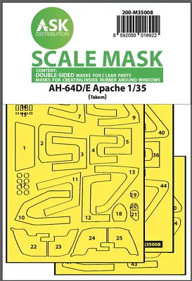 1/35 AH-64D/E Double-sided Mask W/Inside White Rubber Mask For Takom Kits • $26.95