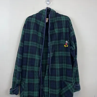 Disney Store Mickey Mouse Embroidered Plaid Bathrobe Green Size S/M • $34.99