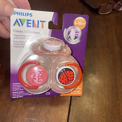 Philips Avent Orthodontic Pacifiers Classic Nighttime 6-18m Pink Glow In The Dar • $14.99