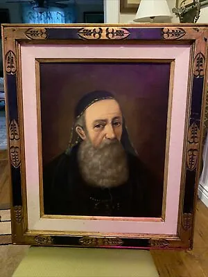 Middle Eastern Portrait Oil On Canvas 28x24 Priest Cleric Rabbi Israel Iraq • $299.99