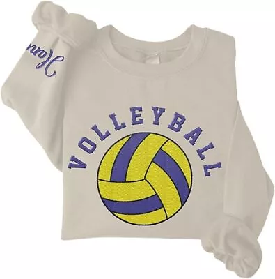 Personalized Volleyball Embroidered Sweatshirt For Women Volleyball Mom Long Sl • $32.99