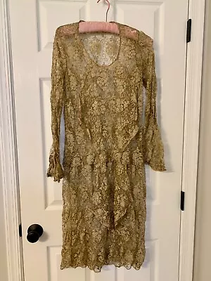 Vintage Antique 1920’s Sheer Cream Lace Grandmothers Wedding Dress • $75