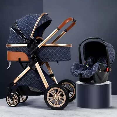 Luxury Baby Stroller 3 In 1 High Landscape Cart Can Sit Lie Portable Pushchair • $319.99