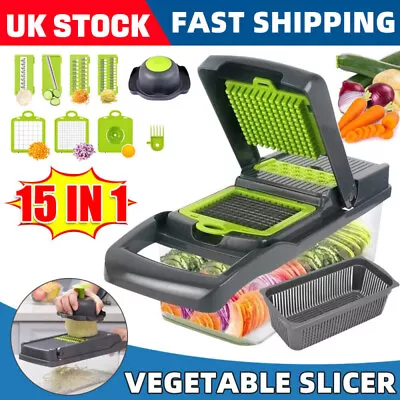 15in1 Food Vegetable Cutter Onion Fruit Dicer Chopper Veggie Slicer Kitchen Tool • £9.99