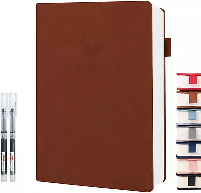 Lined Journal Notebook - A5 Thick 360 Pages Wide Ruled Paper - Hardcover Leather • $7.40