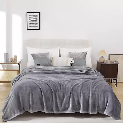 Lightweight Soft Blanket Queen Size Grey - Flannel Fleece Bed Blanket For Queen  • $26.43