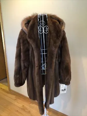 Arctic Glow Mink Fur Parka With Crystal Fox Trimmed Hood • $2200