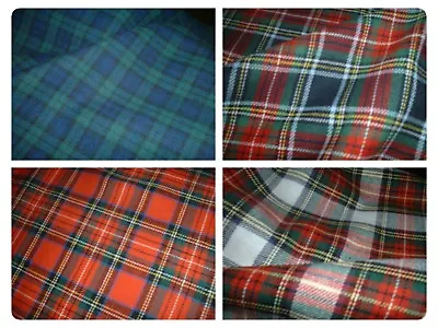 Tartan 100 % Brushed Cotton Check Plaid Fabric Meter / Half Meter 58  Wide • £0.99