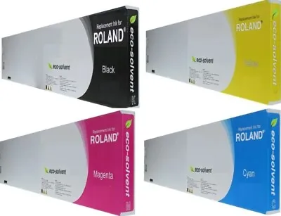 4 X PREMIUM COMPATIBLE ROLAND ESL5 INK CARTRIDGES ECO-SOL MAX 3 (500ML) C-Y-M-K • $315