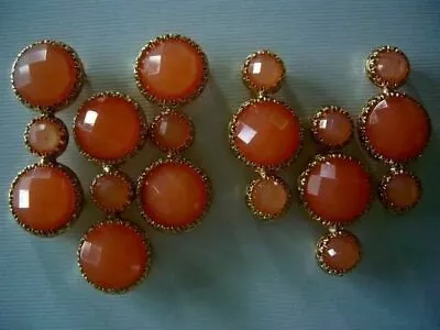 2 Hole Slider Beads Triple Circles Peach Orange In Gold #6 • $7.50