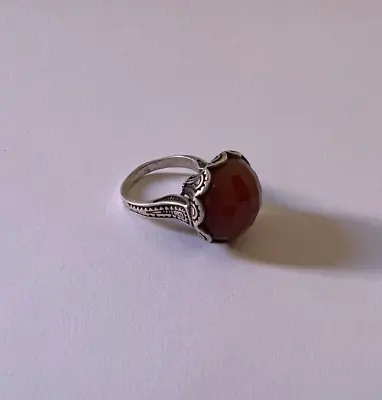 $35 • Buy Ancient Antique Victorian Ring Sterling Silver Red Carnelian Stone Engraved