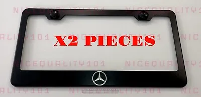 2X Mercedes-Benz Logo Stainless Steel Black Finished License Plate Frame Holder • $22.99