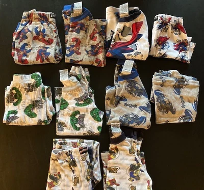 $35 • Buy Vintage Youth Size 8 Super Hero Pajama Sets- 5 Pairs- Superman/Batman/Hulk