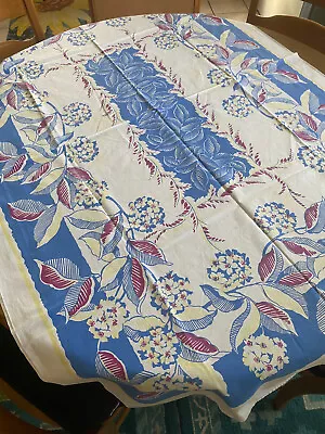 Vintage 50's Tablecloth 30 X 42 Excellent Condition Cornflower Blue • $45