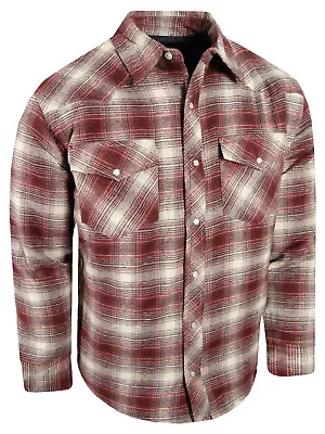 Plaid Flannel Jacket Mens Shirt Fully Quilted Thick 4 Pocket Snap Up Western 1 • $24.95