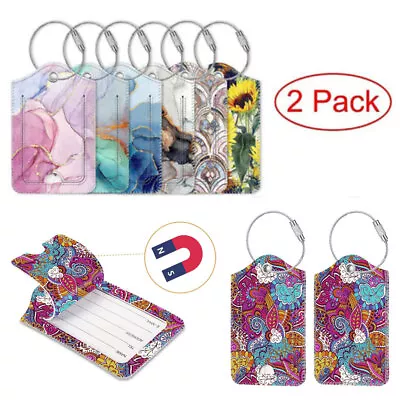 [2 Pack] Luggage Tags Name ID Labels With Privacy Cover For Travel Bag Suitcase • $8.19