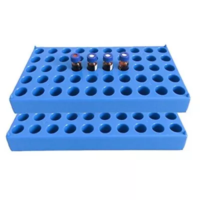 (2 Packs) Vial Rack 2ml HPLC Sample Bottles Rack Single Blue Holds 50 Standard • $16.95