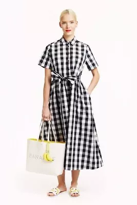 Kate Spade Broome Street Gingham Shirt Dress Size Medium 100% Cotton Midi • $145