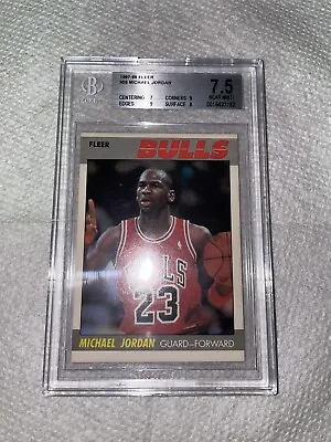 1987 FLEER #59 MICHAEL JORDAN BGS 7.5 NM+ Chicago Bulls 2ND YR Card HOF • $375