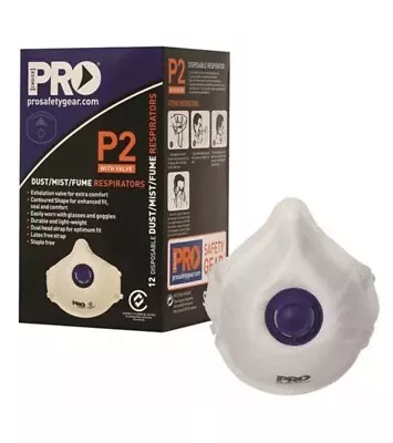 Disposable Face Masks With Valve | Box Of 12 Masks | PRO Choice PC 321 | P2/N95 • $39.95