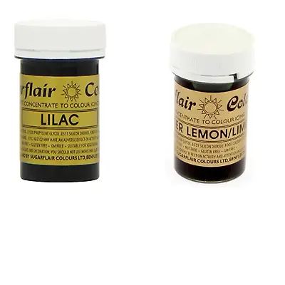 Sugarflair Paste Gel Edible Food Colouring Colours Icing - Lilac & Bitter Lemon • £6.69