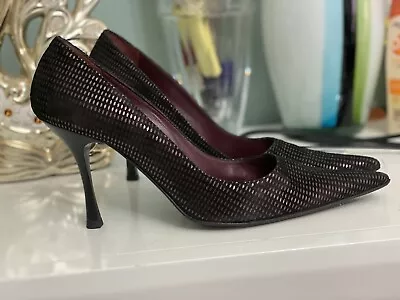 Claudio Fracassa Burgundy 35 In Heel Shoes Sz 37.5 • $79.99