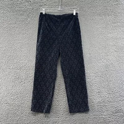 Talbots Pants Women's 4 Blue Moroccan Style Print Cropped Velour Pants Size 4 • $12.95