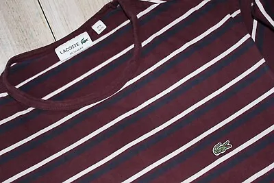 Mens LACOSTE Striped T-Shirt Top Size XL • £11.50