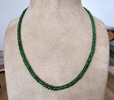 Tsavorite Garnet Beads Choker Necklace Deep Green Color 4-6 Mm Smooth Beads 20  • $358.15