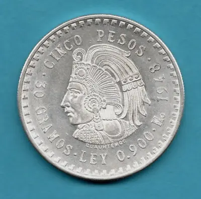1948 Mexican 5 Peso Coin 90% Silver. 30 Grams. Mexico. Lovely Condition. • £36.50
