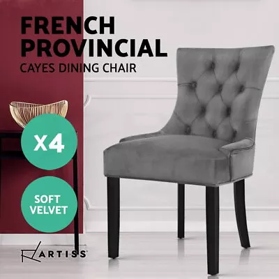 $525.95 • Buy Artiss Dining Chairs Fabric French Provincial Chair Wooden Kitchen Cafe X1/2/4/6
