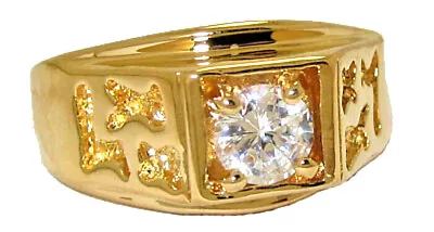 Mens Ring CZ 14KT Yellow Gold US Made 7 9 10 12 13  NEW • $27.17