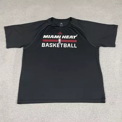 Miami Heat Adidas Mens T-Shirt Black Basketball NBA Regular Season Crew Neck  L • $16.99