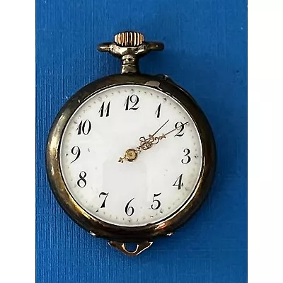 Antique Small Mechanical Remontoir Pocket Watch .800 Silver Marine Engraving • $59.99