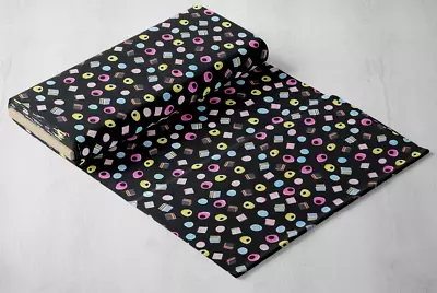 Liquorice Allsorts Sweets Cotton Fabric Craft Quilting Scrapbook Cotton (FS656) • £4.99