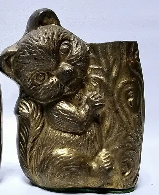 Vintage Brass Squirrel Bud Vase With Tree Trunk 3.75  Tall • $10.99