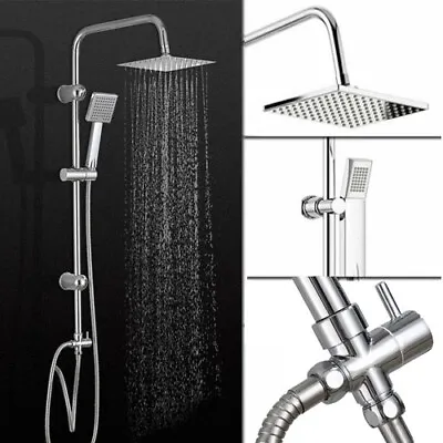 £27.99 • Buy Shower Kit Twin Head Mixer Shower Head Rail Square Bathroom Shower Set Stainless
