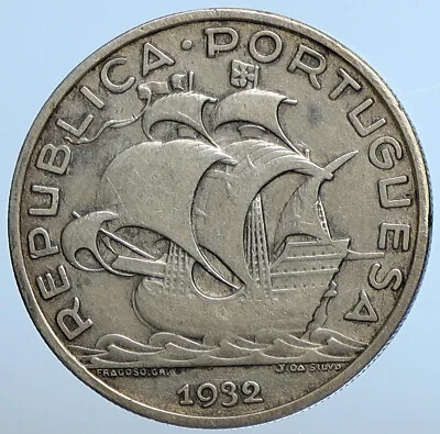 $150.80 • Buy 1932 PORTUGAL Vintage PORTUGUESE SAILING SHIP OLD Silver 10 Escudos Coin I111297