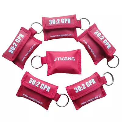 5 Pcs New 30:2 CPR Mask Face Shield With Keychain-One-way Valve For First Aid • £4.80