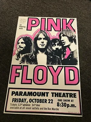 Pink Floyd 1971 Relics Meddle Seattle Paramount Cardstock Concert Poster 12x18 • $7.99